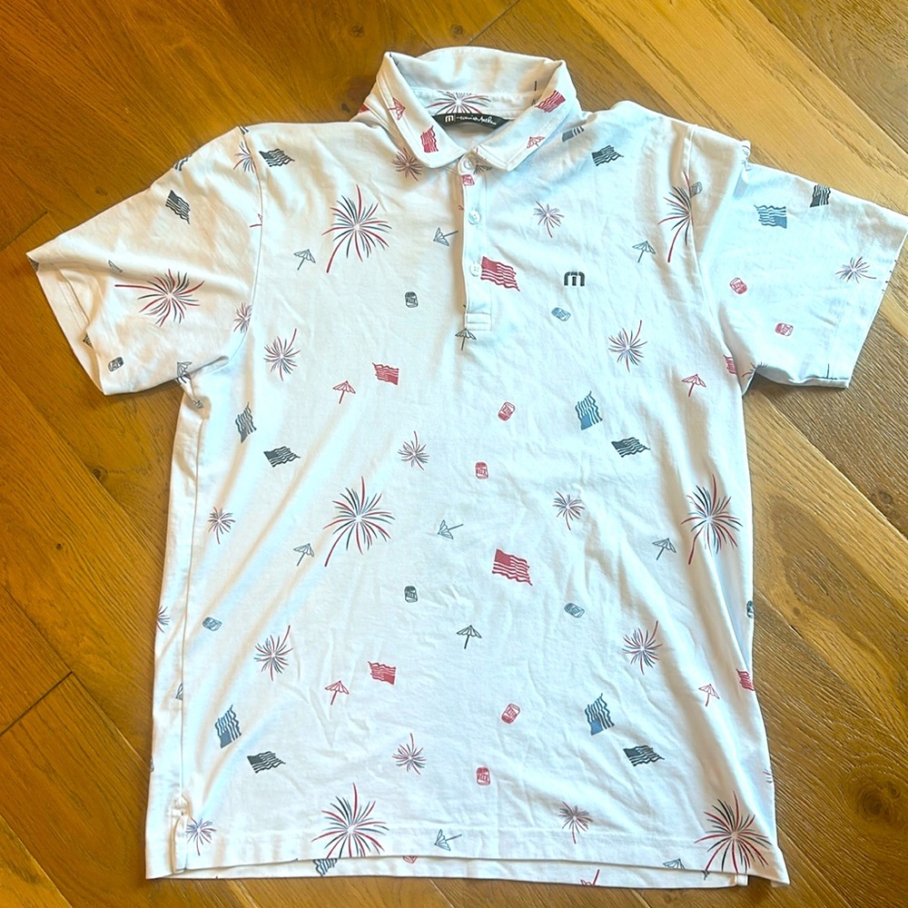 Travis Matthews 4th of July / Memorial Day / Red, White and Blue polo, size L